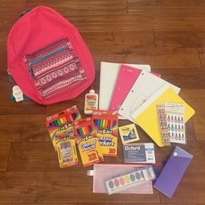 Wonder Nation HOT PINK 15.5" backpack filled with school supplies NEW!